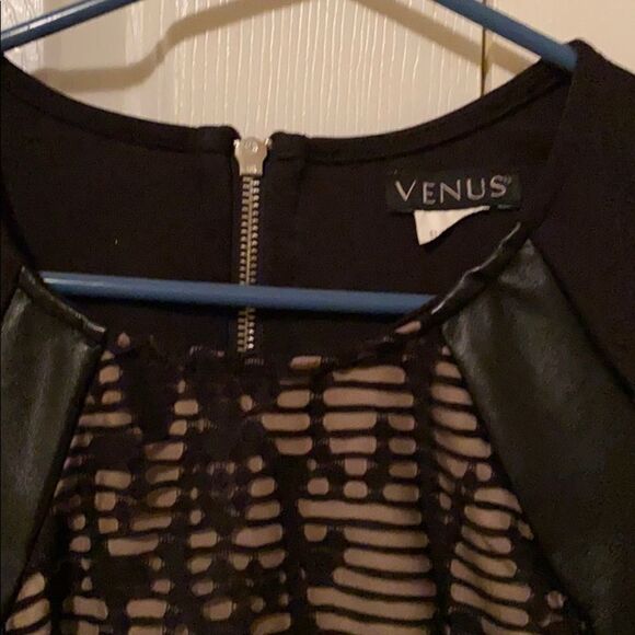 EUC black dress, Sz small, vegan leather, Leather” & Lace. - Picture 10 of 16